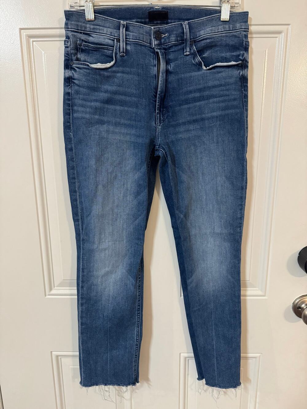 Mother Mid Rise Dazzler Ankle Fray Jeans, We the Animals, Size 29